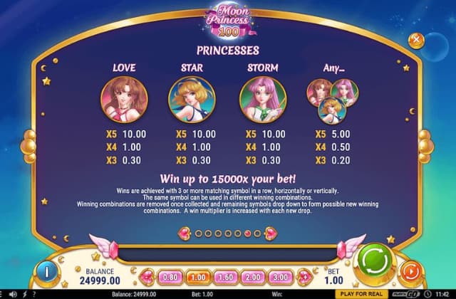Vòng quay miễn phí Moon Princess 100 slot